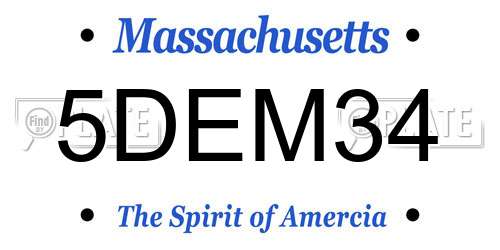 5DEM34 Massachusetts License Plate