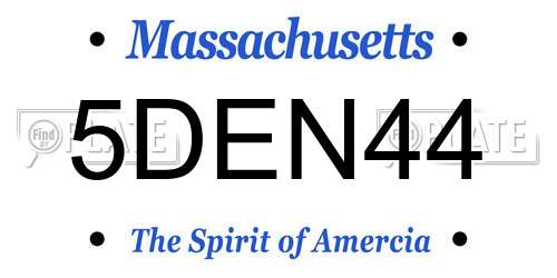 5DEN44 Massachusetts License Plate