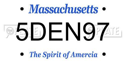 5DEN97 Massachusetts License Plate
