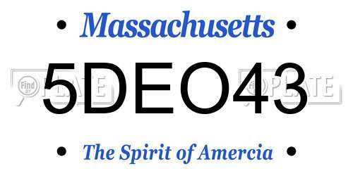 5DEO43 Massachusetts License Plate