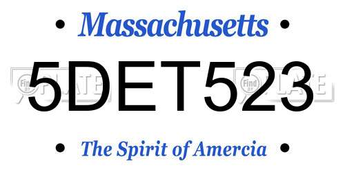 5DET523 Massachusetts License Plate