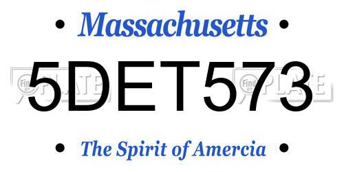 5DET573 Massachusetts License Plate
