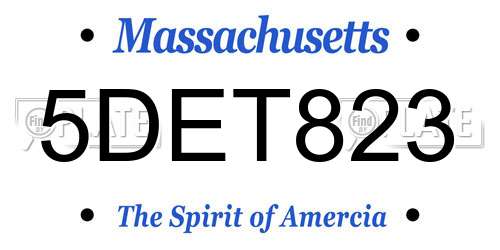 5DET823 Massachusetts License Plate