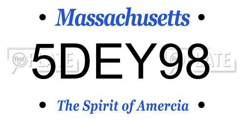 5DEY98 Massachusetts License Plate