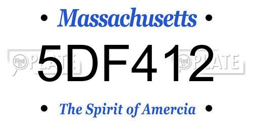 5DF412 Massachusetts License Plate