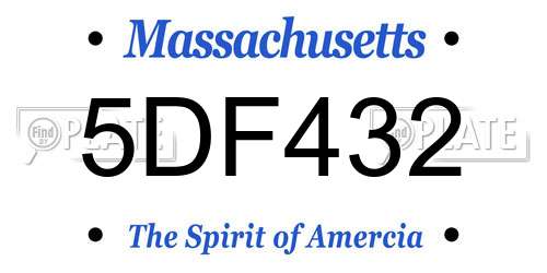 5DF432 Massachusetts License Plate