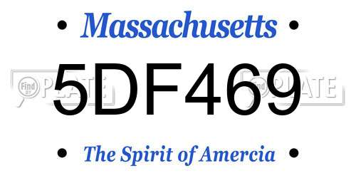 5DF469 Massachusetts License Plate