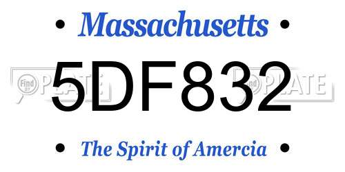 5DF832 Massachusetts License Plate