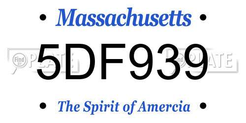5DF939 Massachusetts License Plate