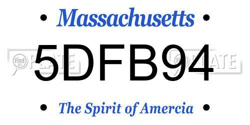 5DFB94 Massachusetts License Plate