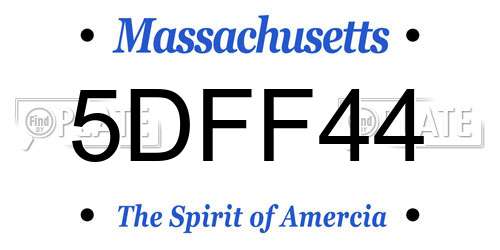 5DFF44 Massachusetts License Plate