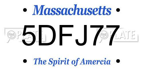 5DFJ77 Massachusetts License Plate
