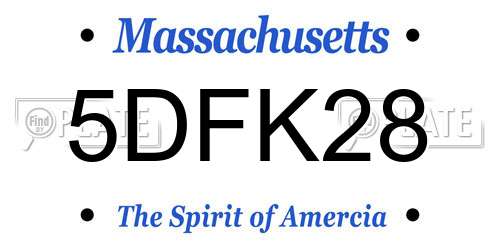 5DFK28 Massachusetts License Plate
