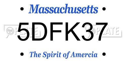 5DFK37 Massachusetts License Plate