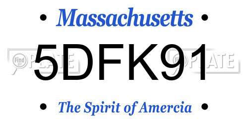 5DFK91 Massachusetts License Plate