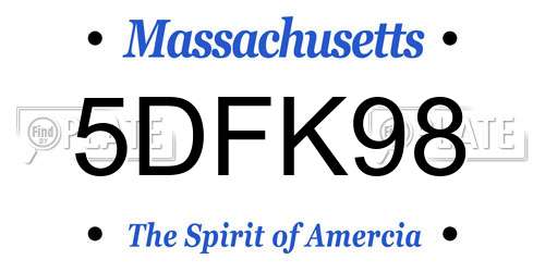 5DFK98 Massachusetts License Plate