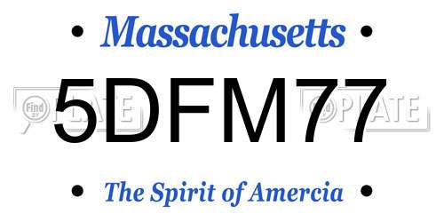 5DFM77 Massachusetts License Plate
