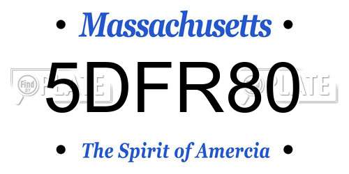 5DFR80 Massachusetts License Plate