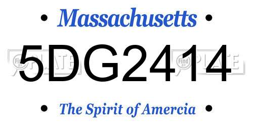 5DG2414 Massachusetts License Plate