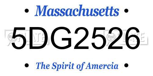 5DG2526 Massachusetts License Plate