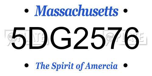 5DG2576 Massachusetts License Plate