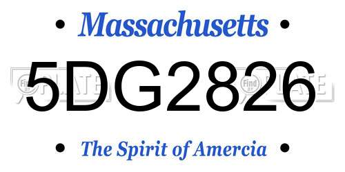 5DG2826 Massachusetts License Plate