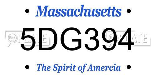 5DG394 Massachusetts License Plate