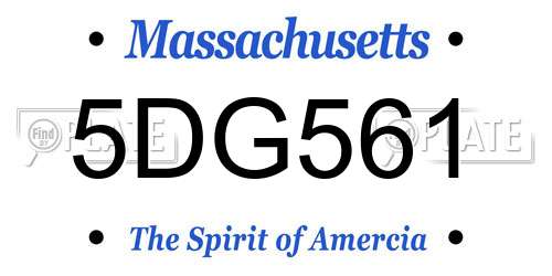 5DG561 Massachusetts License Plate