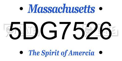 5DG7526 Massachusetts License Plate