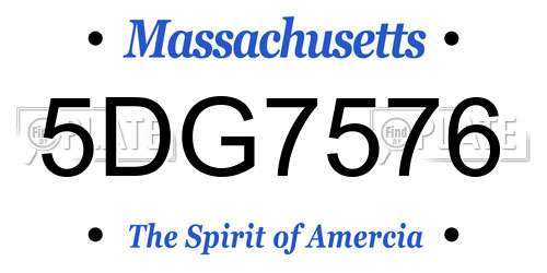 5DG7576 Massachusetts License Plate