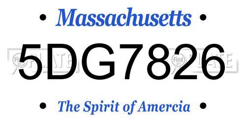 5DG7826 Massachusetts License Plate