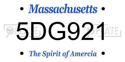 5DG921 Massachusetts License Plate
