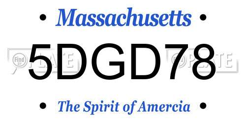 5DGD78 Massachusetts License Plate