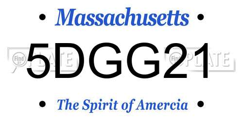 5DGG21 Massachusetts License Plate