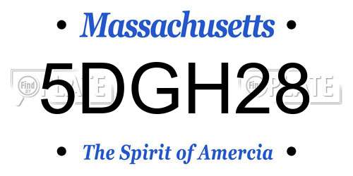 5DGH28 Massachusetts License Plate