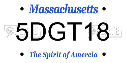 5DGT18 Massachusetts License Plate