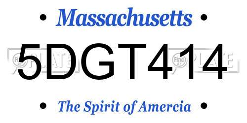 5DGT414 Massachusetts License Plate