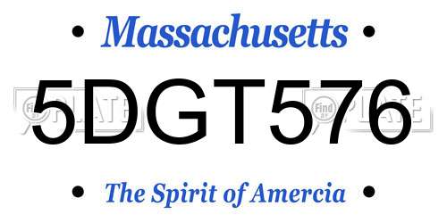 5DGT576 Massachusetts License Plate