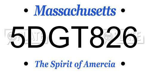 5DGT826 Massachusetts License Plate