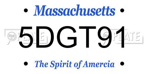 5DGT91 Massachusetts License Plate