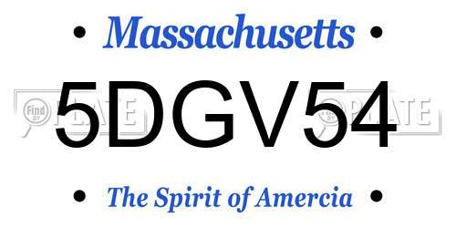 5DGV54 Massachusetts License Plate