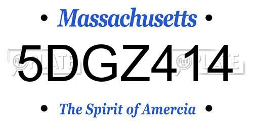 5DGZ414 Massachusetts License Plate