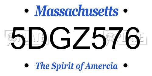 5DGZ576 Massachusetts License Plate