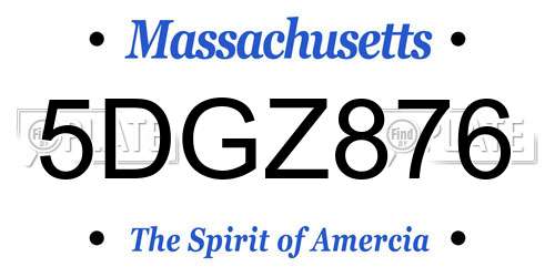 5DGZ876 Massachusetts License Plate