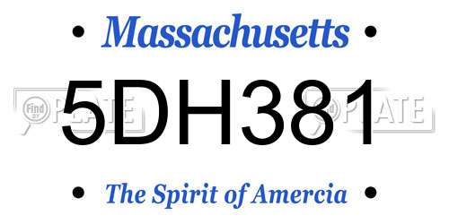 5DH381 Massachusetts License Plate