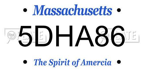 5DHA86 Massachusetts License Plate