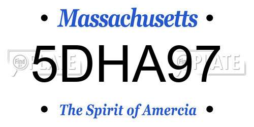 5DHA97 Massachusetts License Plate
