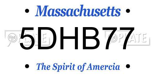 5DHB77 Massachusetts License Plate
