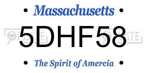 5DHF58 Massachusetts License Plate
