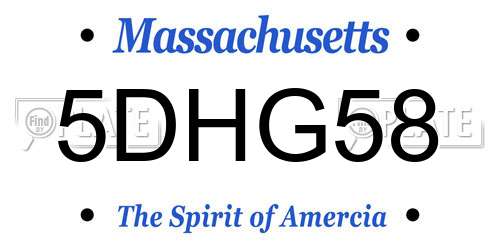 5DHG58 Massachusetts License Plate